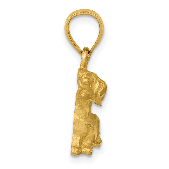 14K Diamond-cut Dachshund Pendant-K3428