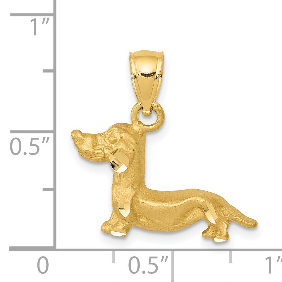 14K Diamond-cut Dachshund Pendant-K3428