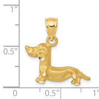 14K Diamond-cut Dachshund Pendant-K3428