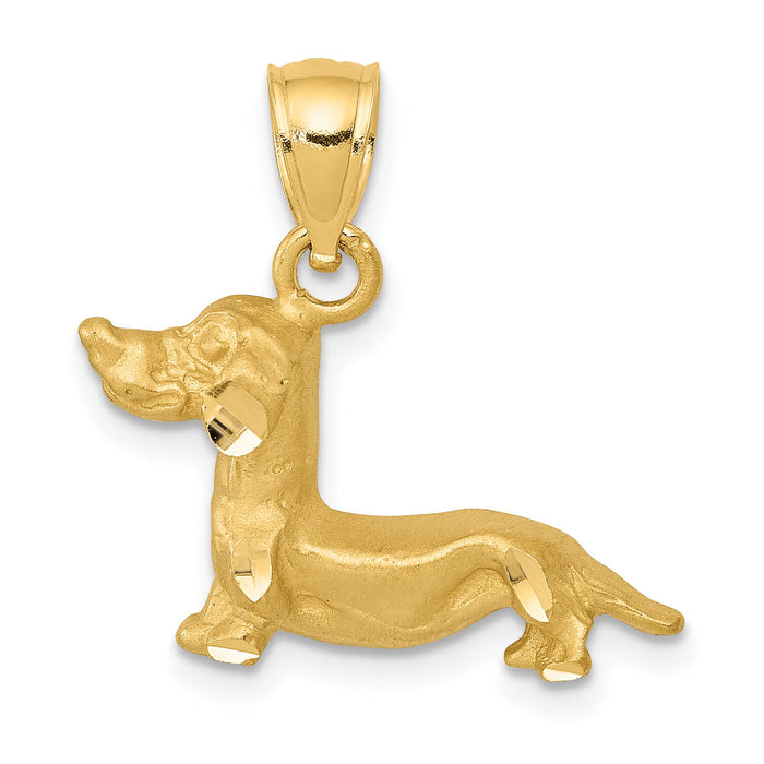 14K Diamond-cut Dachshund Pendant-K3428