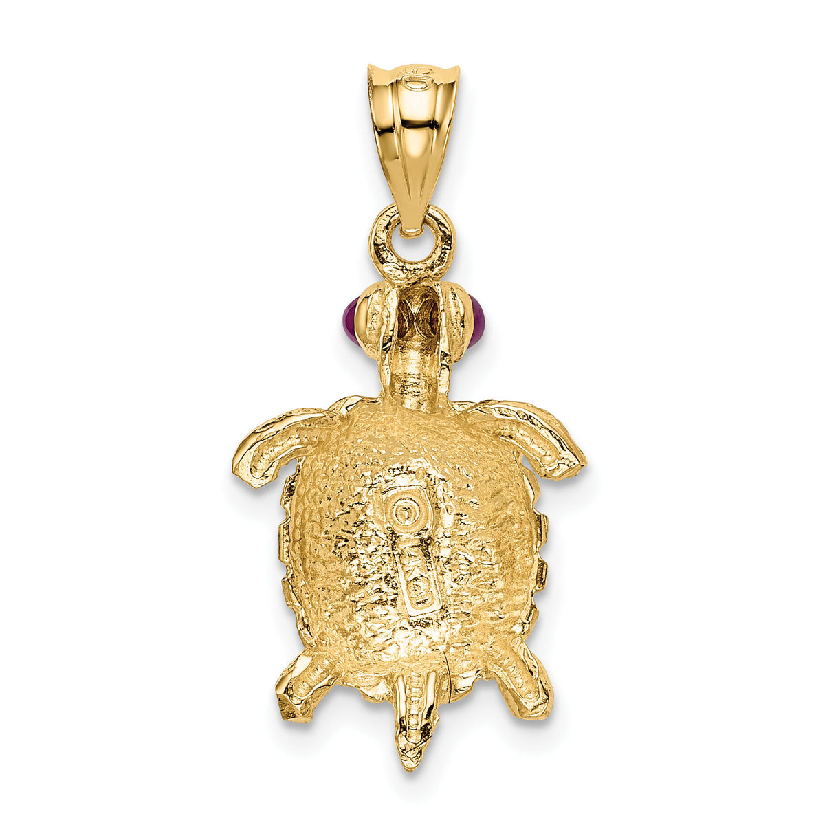 14k Turtle with Ruby Eyes Pendant-K343