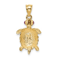 14k Turtle with Ruby Eyes Pendant-K343