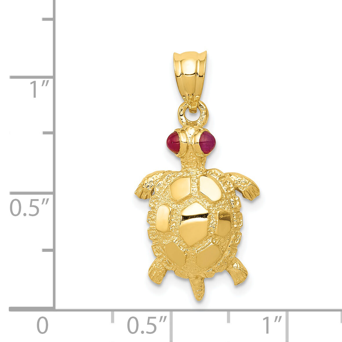 14k Turtle with Ruby Eyes Pendant-K343