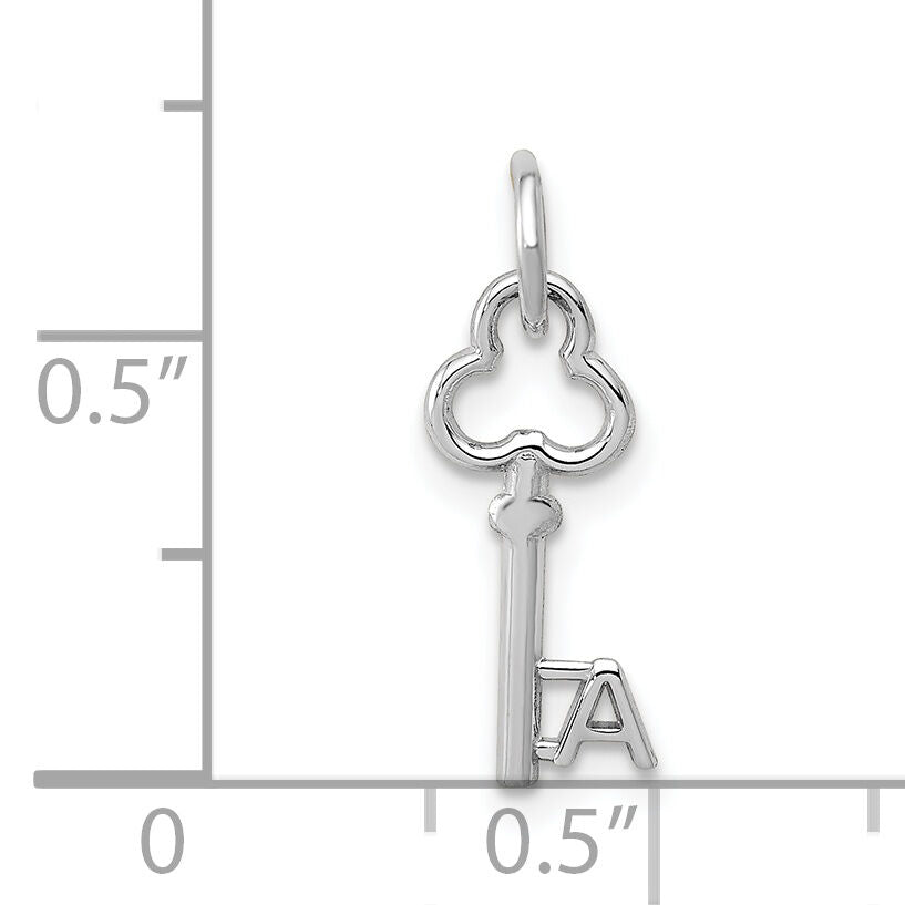 14K White Gold Key Letter A Initial Charm-K3434A