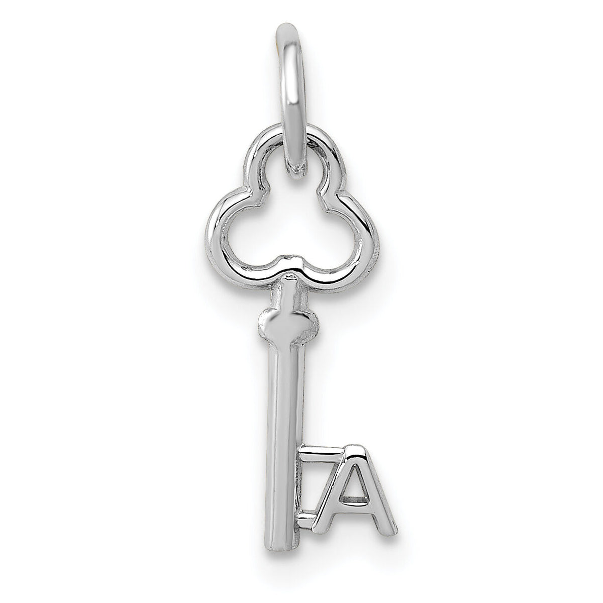 14K White Gold Key Letter A Initial Charm-K3434A