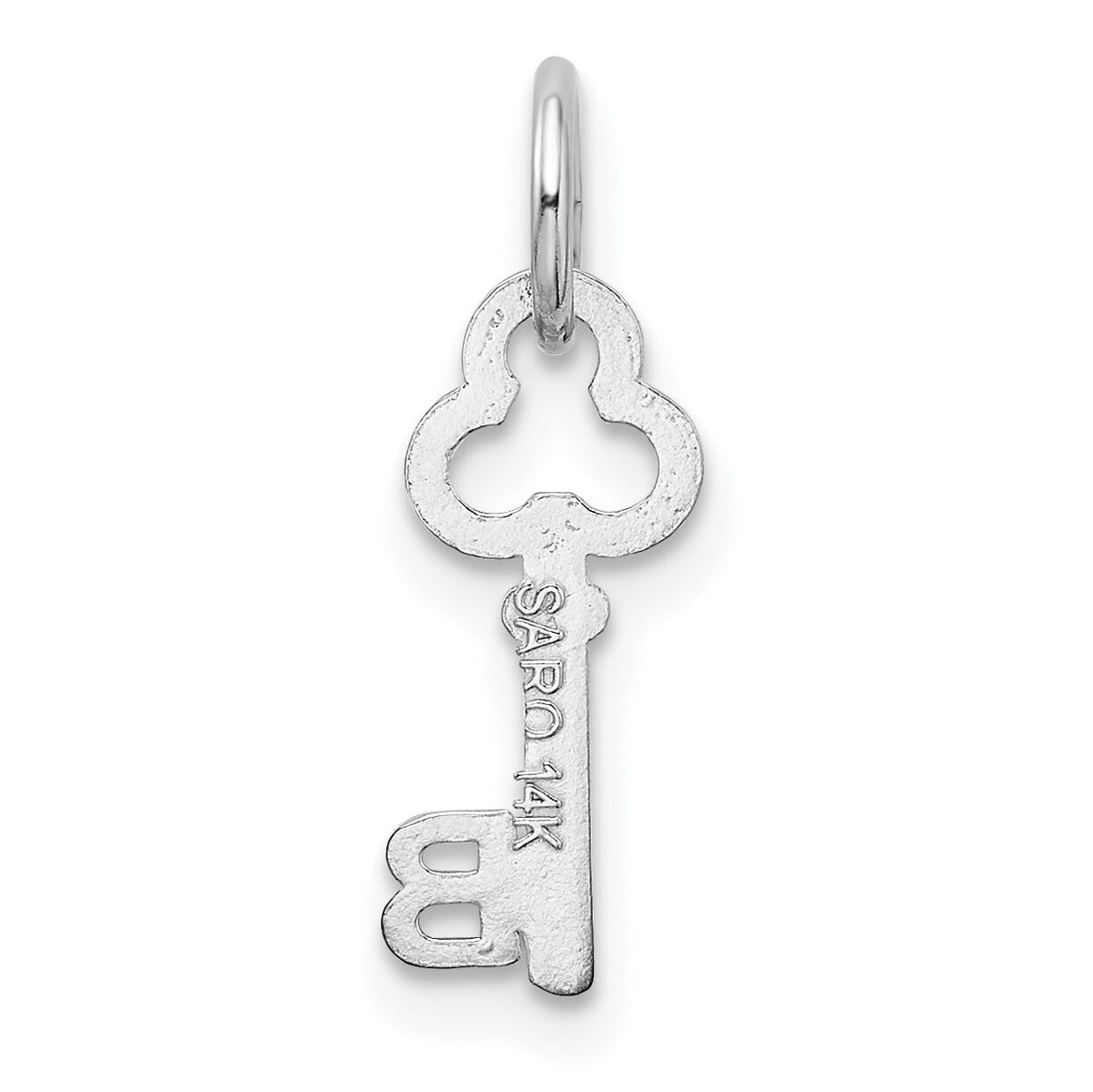 14K White Gold Key Letter B Initial Charm-K3434B