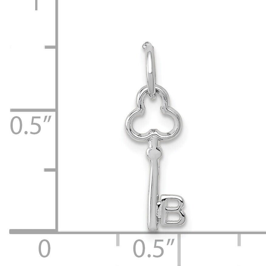 14K White Gold Key Letter B Initial Charm-K3434B
