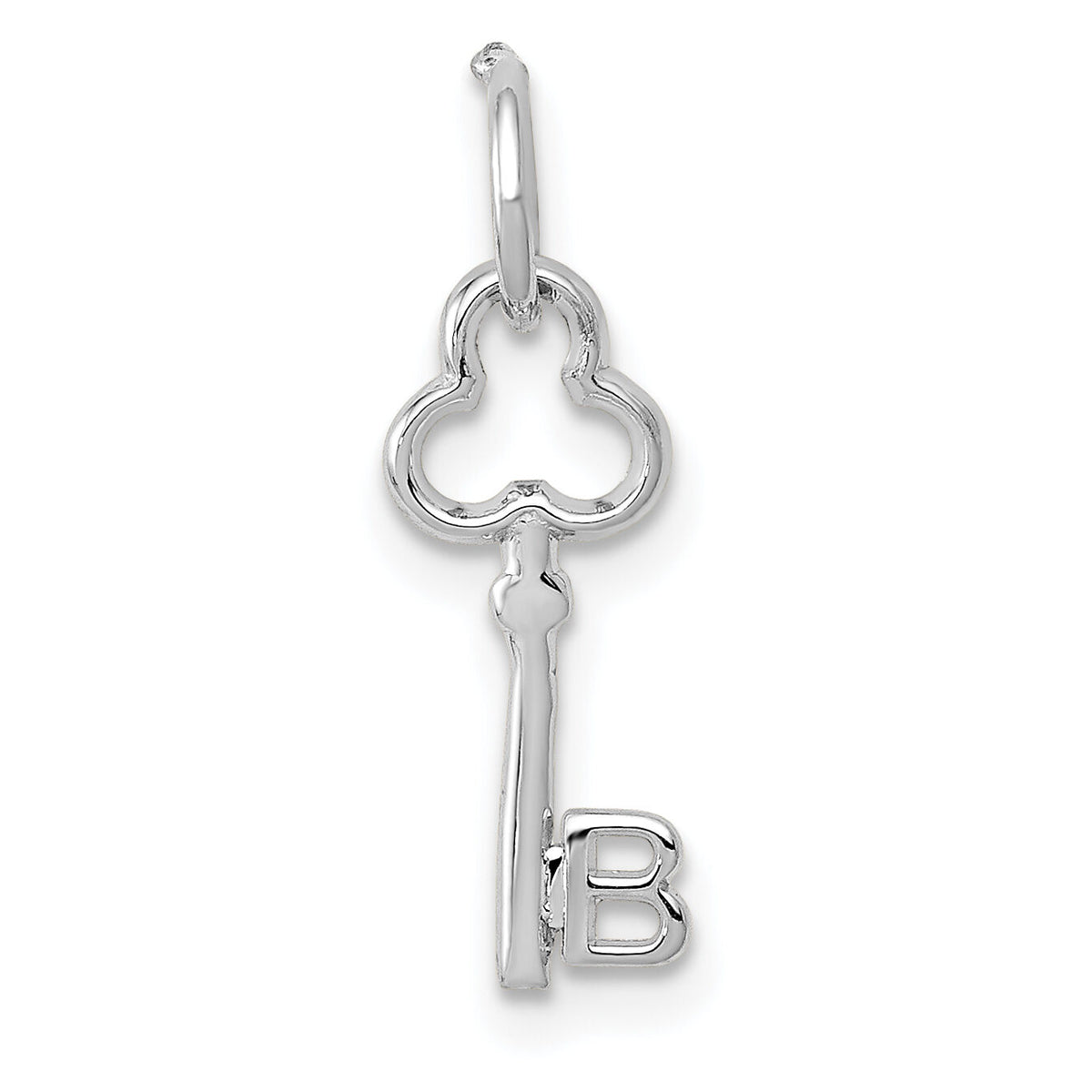 14K White Gold Key Letter B Initial Charm-K3434B