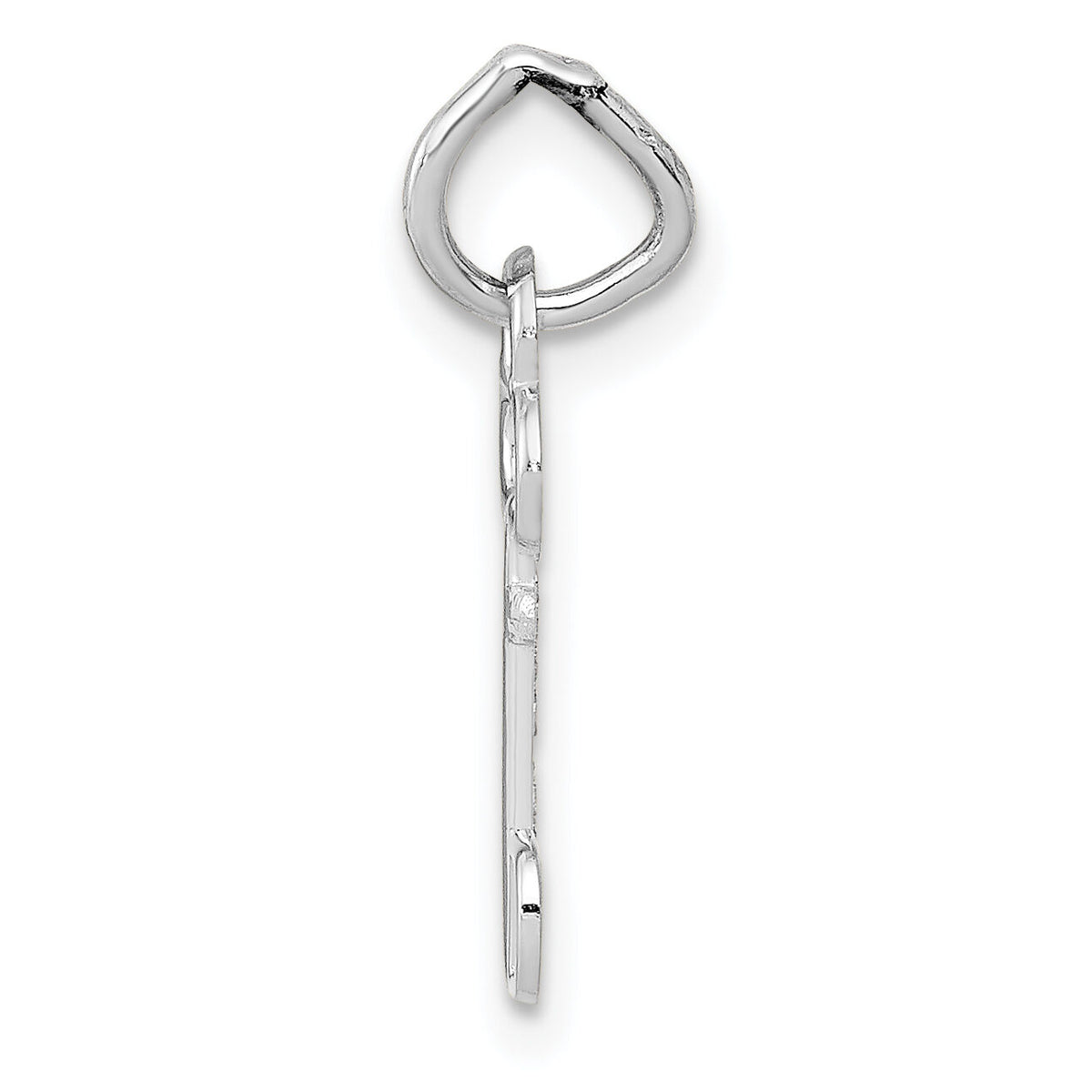 14K White Gold Key Letter D Initial Charm-K3434D
