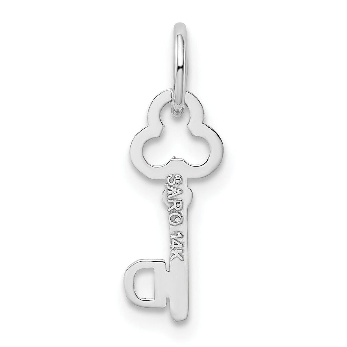 14K White Gold Key Letter D Initial Charm-K3434D