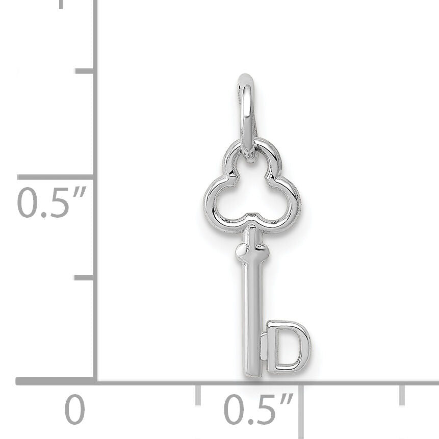 14K White Gold Key Letter D Initial Charm-K3434D