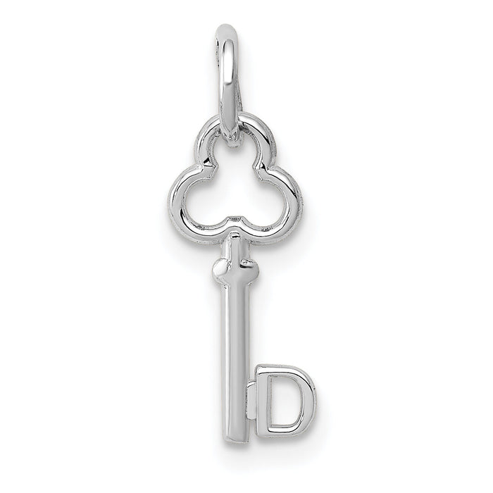 14K White Gold Key Letter D Initial Charm-K3434D