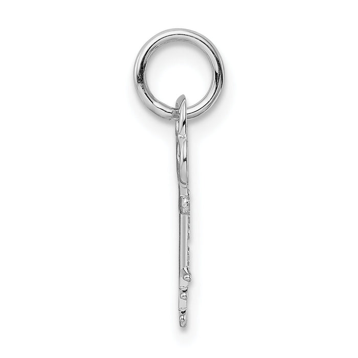 14K White Gold Key Letter E Initial Charm-K3434E