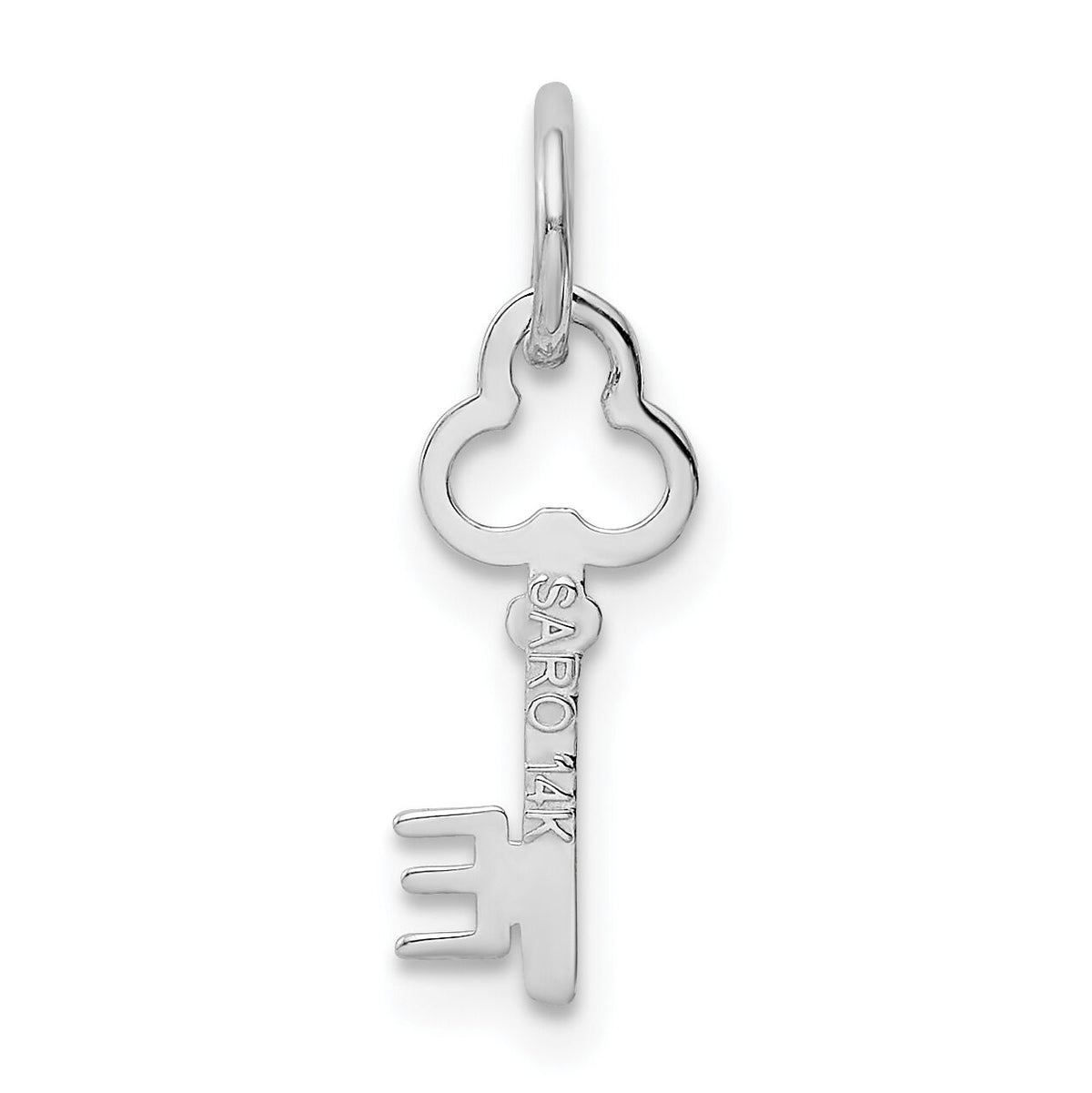 14K White Gold Key Letter E Initial Charm-K3434E