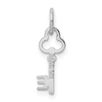 14K White Gold Key Letter E Initial Charm-K3434E