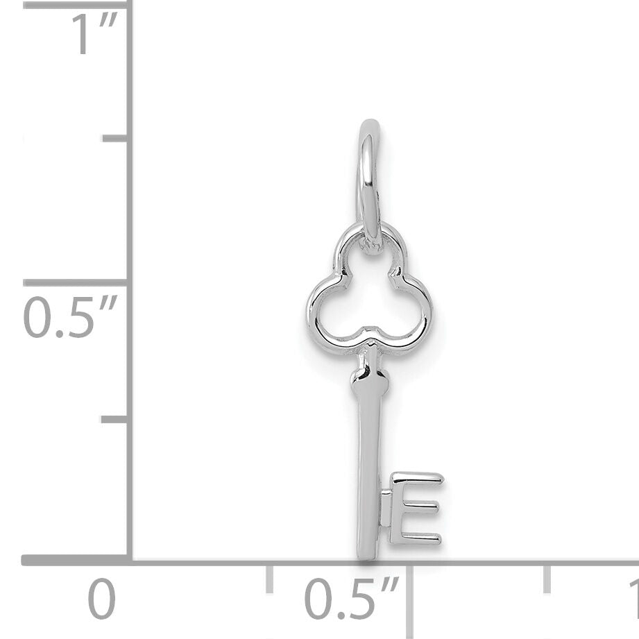14K White Gold Key Letter E Initial Charm-K3434E