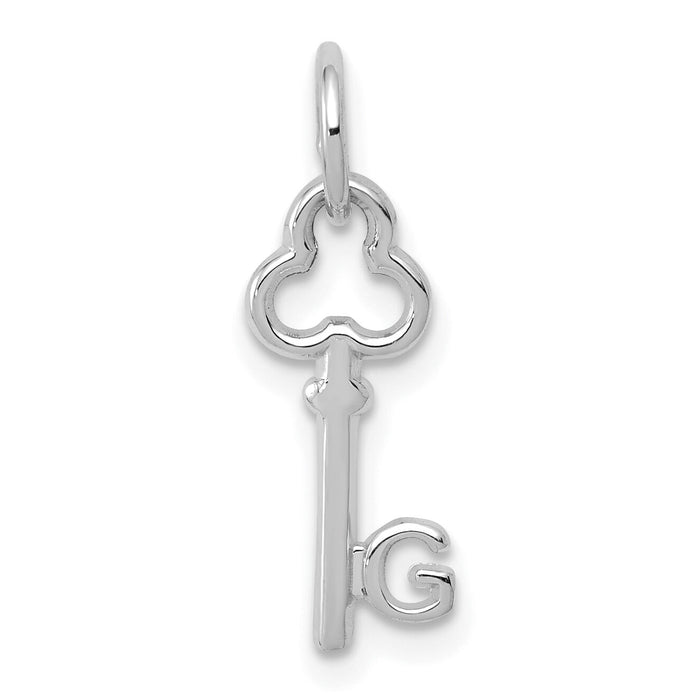 14K White Gold Key Letter G Initial Charm-K3434G