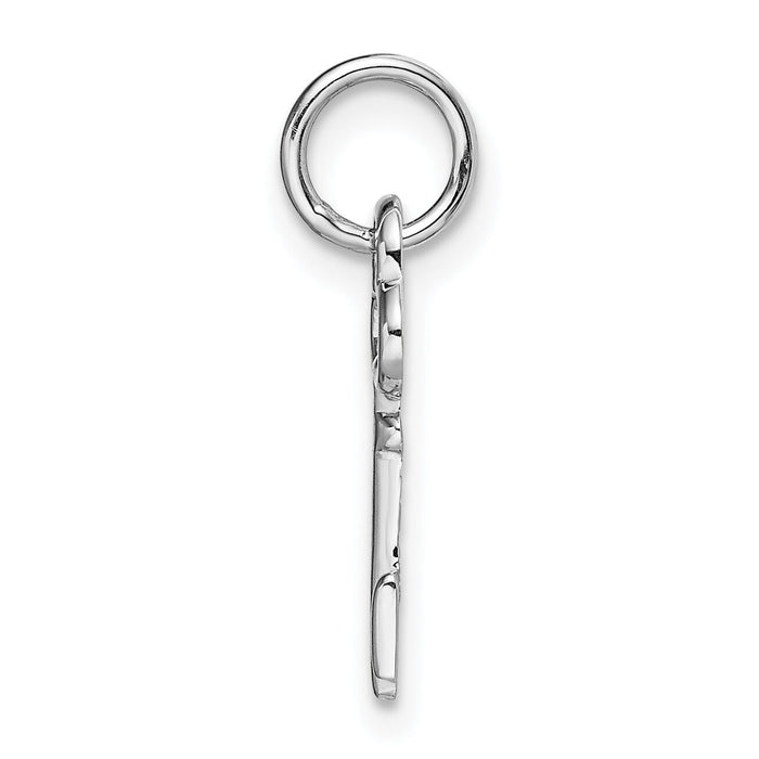 14K White Gold Key Letter I Initial Charm-K3434I