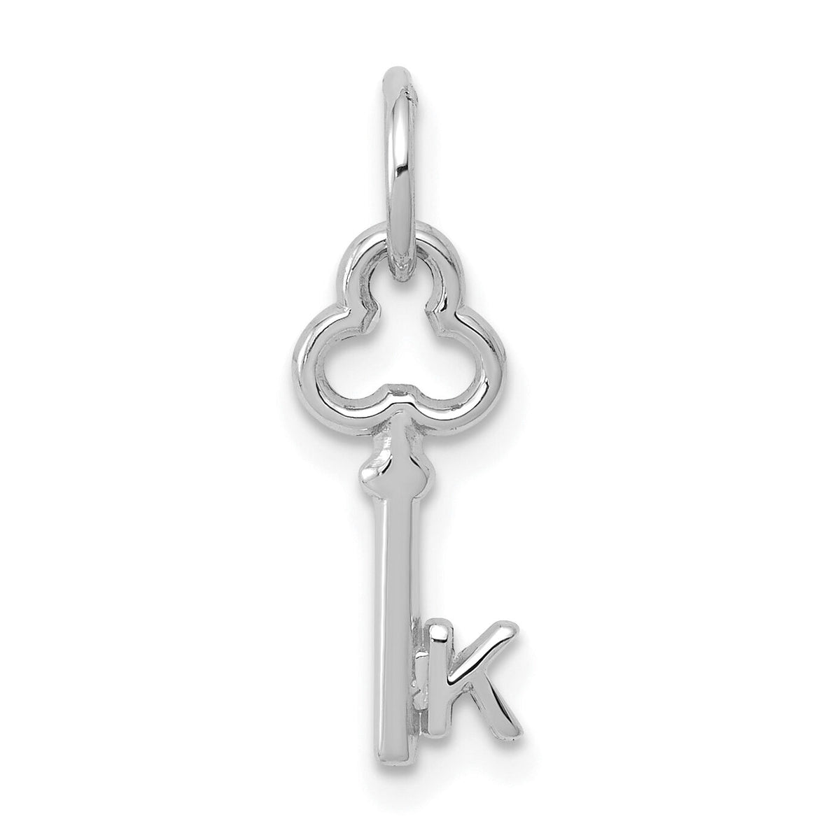 14K White Gold Key Letter K Initial Charm-K3434K