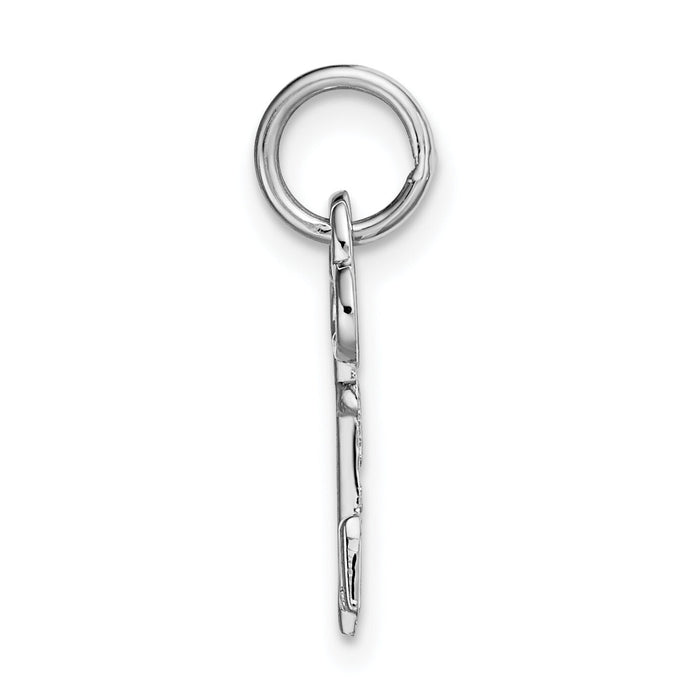 14K White Gold Key Letter M Initial Charm-K3434M