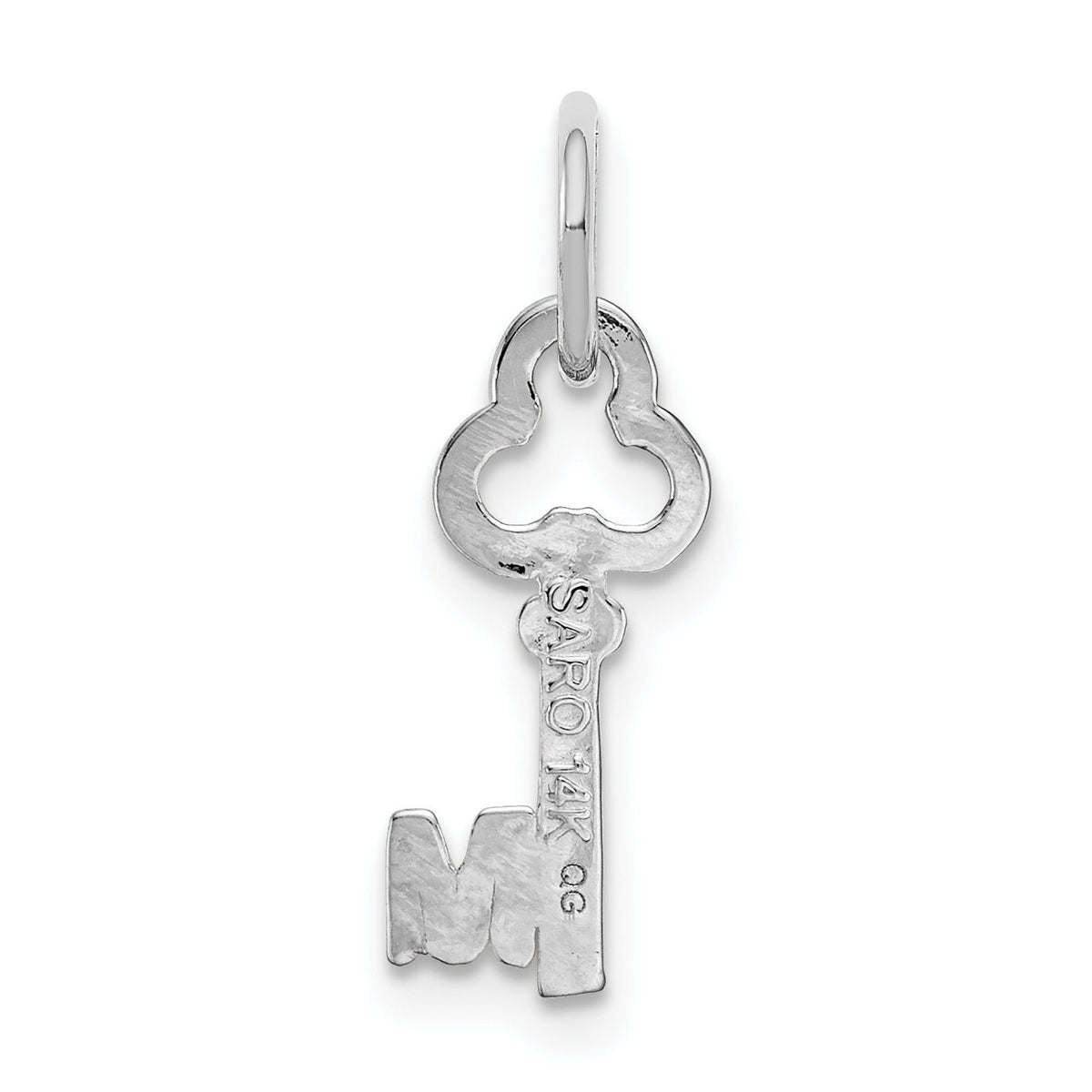 14K White Gold Key Letter M Initial Charm-K3434M