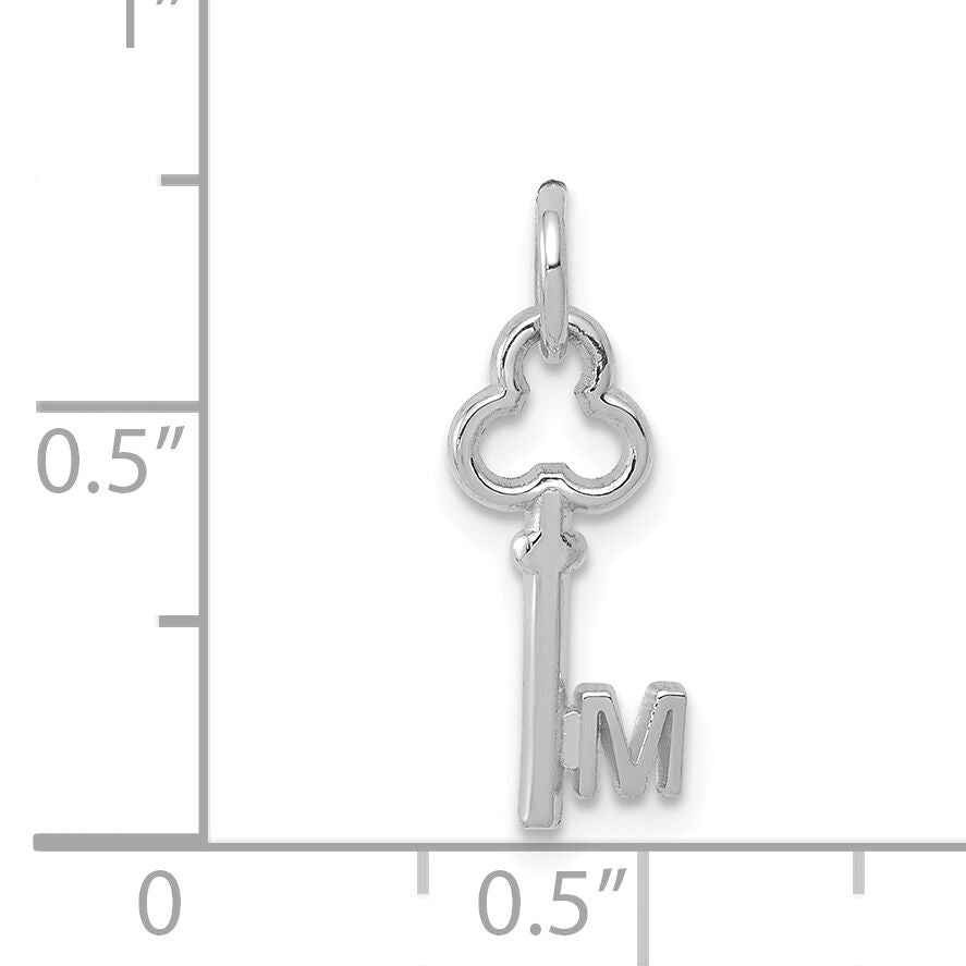 14K White Gold Key Letter M Initial Charm-K3434M