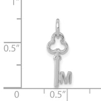 14K White Gold Key Letter M Initial Charm-K3434M