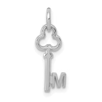14K White Gold Key Letter M Initial Charm-K3434M