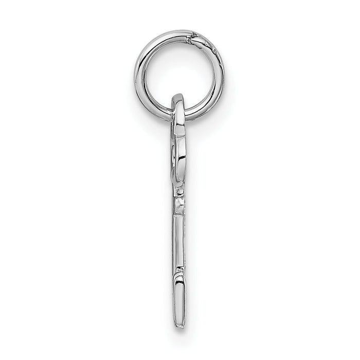 14K White Gold Key Letter N Initial Charm-K3434N