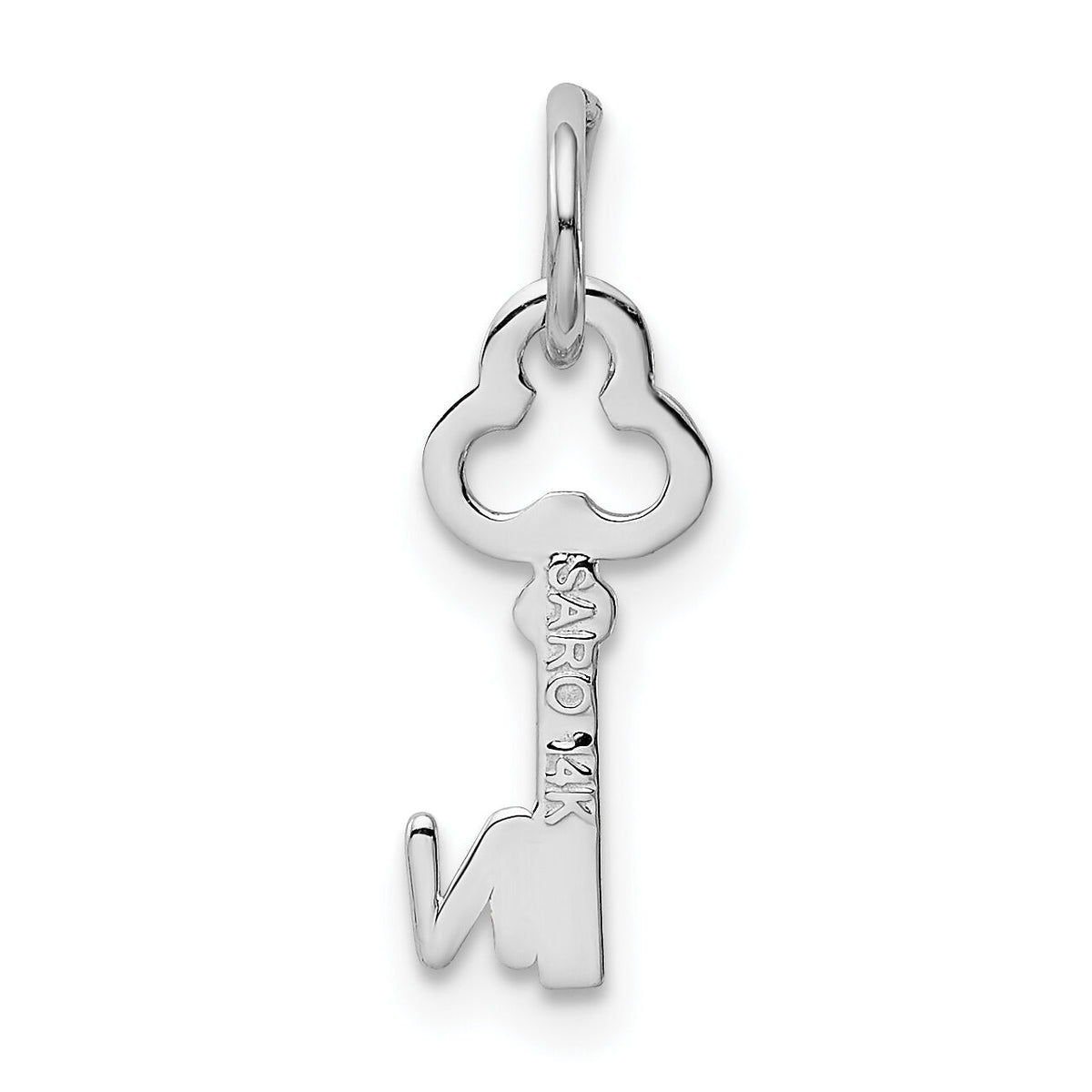 14K White Gold Key Letter N Initial Charm-K3434N