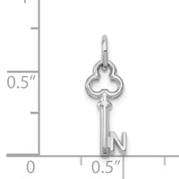 14K White Gold Key Letter N Initial Charm-K3434N