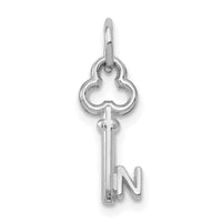 14K White Gold Key Letter N Initial Charm-K3434N