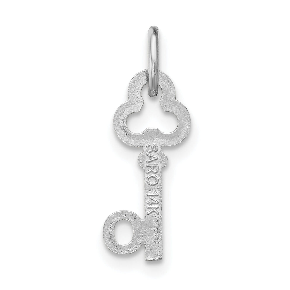 14K White Gold Key Letter O Initial Charm-K3434O
