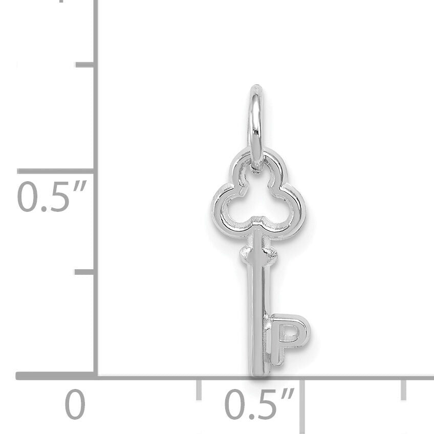 14K White Gold Key Letter P Initial Charm-K3434P