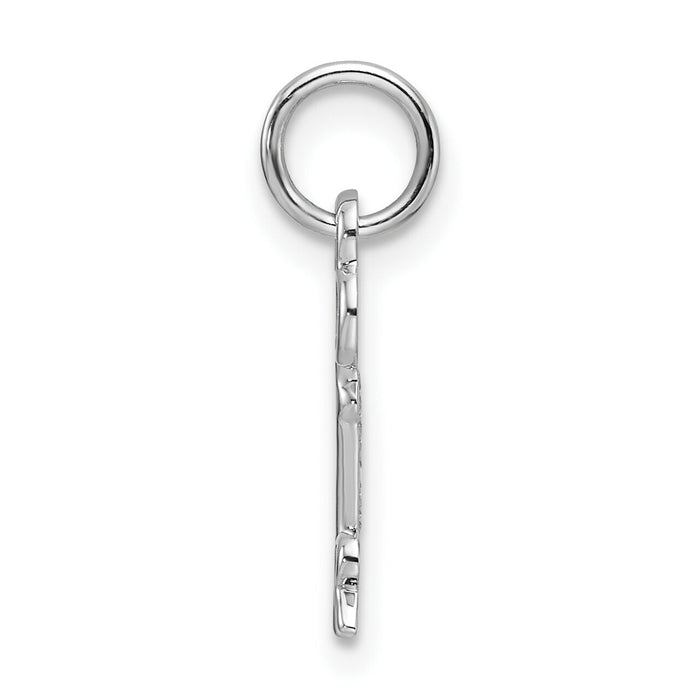 14K White Gold Key Letter R Initial Charm-K3434R