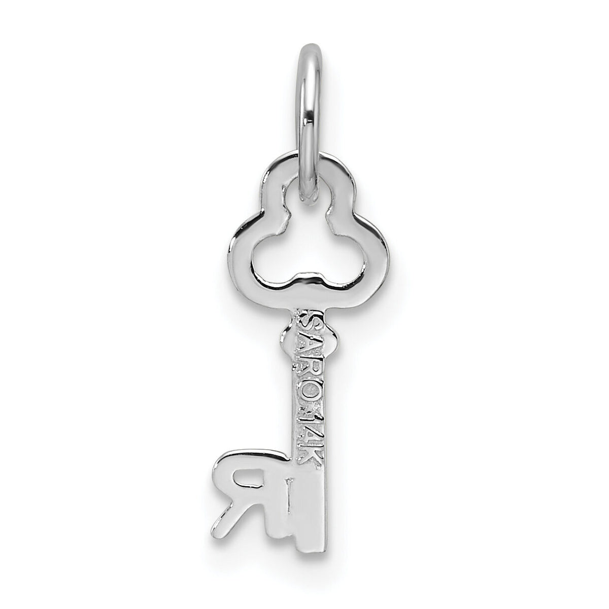 14K White Gold Key Letter R Initial Charm-K3434R