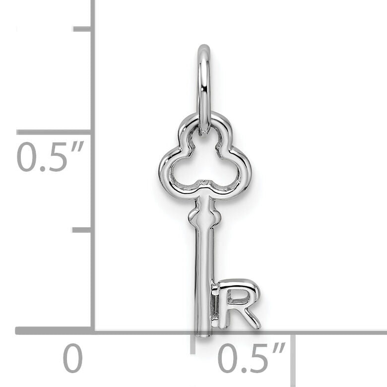 14K White Gold Key Letter R Initial Charm-K3434R