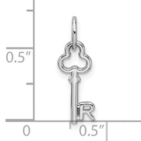 14K White Gold Key Letter R Initial Charm-K3434R