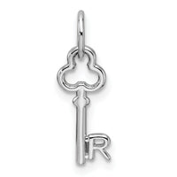 14K White Gold Key Letter R Initial Charm-K3434R