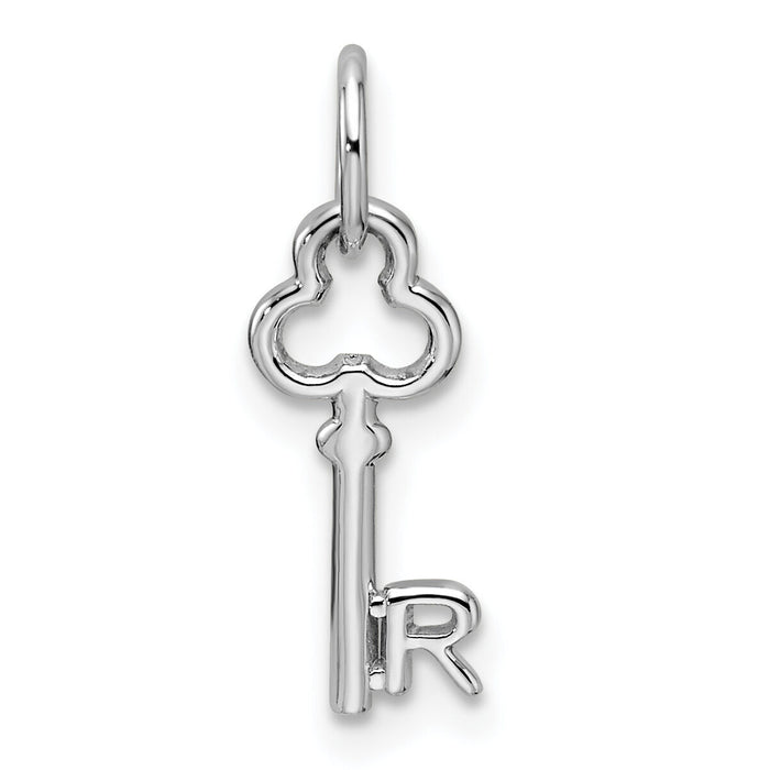 14K White Gold Key Letter R Initial Charm-K3434R