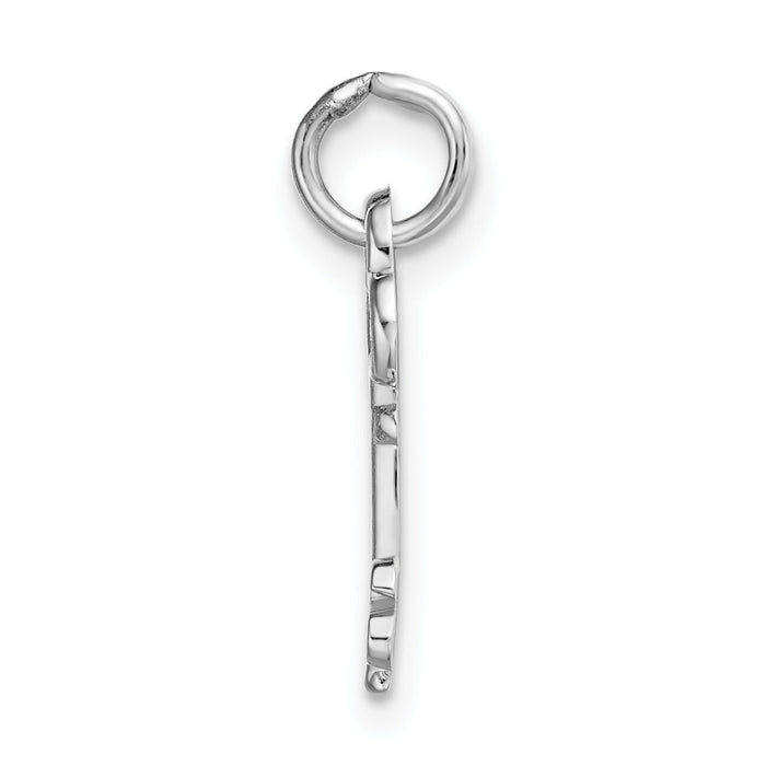14K White Gold Key Letter S Initial Charm-K3434S