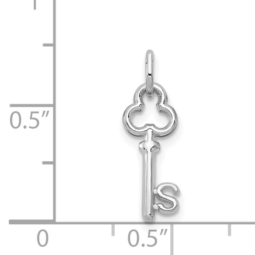 14K White Gold Key Letter S Initial Charm-K3434S