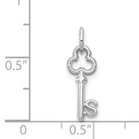 14K White Gold Key Letter S Initial Charm-K3434S