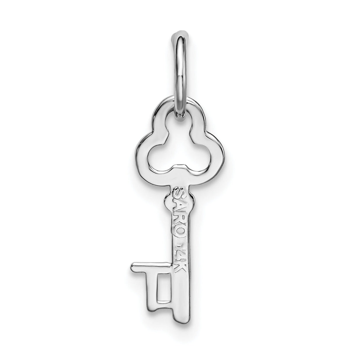 14K White Gold Key Letter T Initial Charm-K3434T