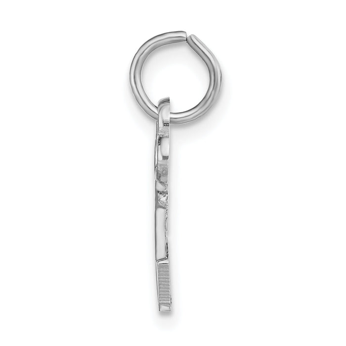 14K White Gold Key Letter V Initial Charm-K3434V