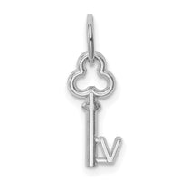 14K White Gold Key Letter V Initial Charm-K3434V