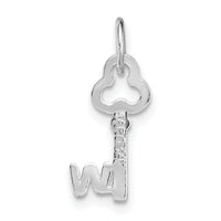 14K White Gold Key Letter W Initial Charm-K3434W