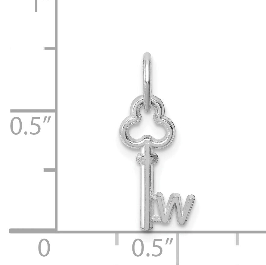 14K White Gold Key Letter W Initial Charm-K3434W