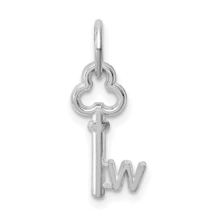 14K White Gold Key Letter W Initial Charm-K3434W