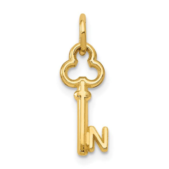 14k Key Letter N Initial Charm-K3442N